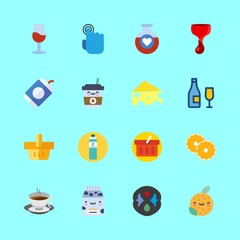 drink icons set. aqua, vineyard, breakfast and rest graphic works