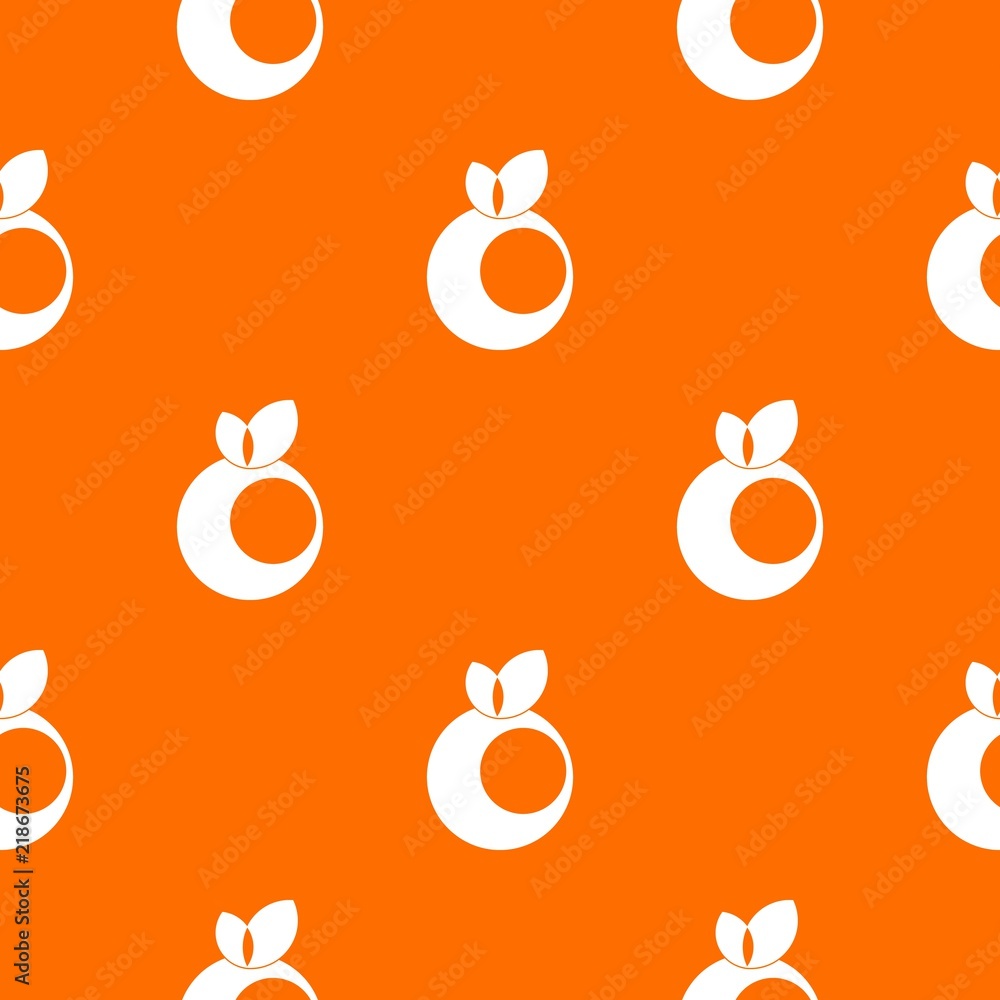 Poster round apple with leaves pattern repeat seamless in orange color for any design. vector geometric ill