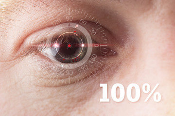 Technological concept, one hundred percent recovery of vision. Contact lenses
