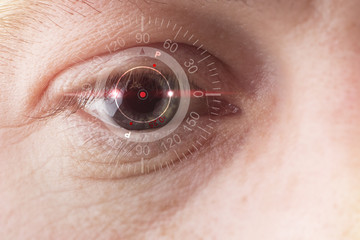 technological concept, smart contact lens. Copy space