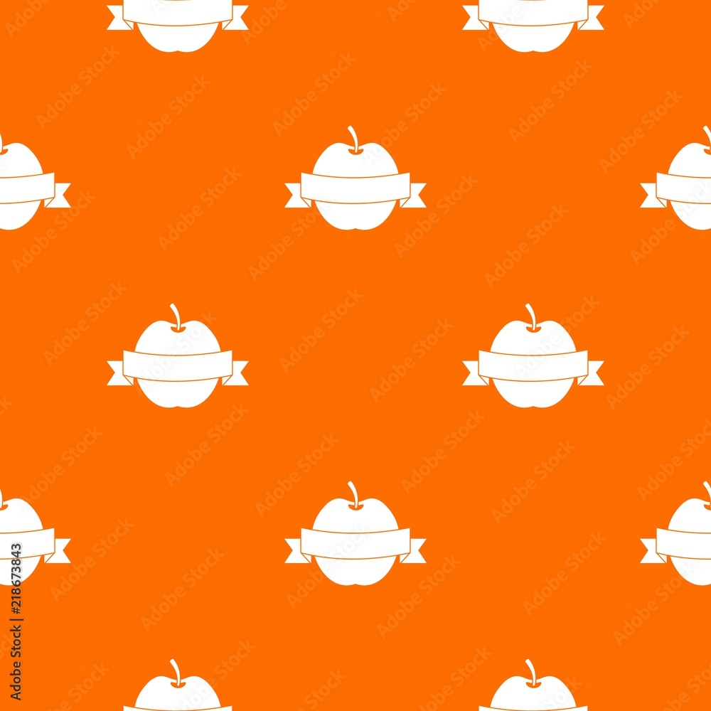 Poster apple with ribbon pattern repeat seamless in orange color for any design. vector geometric illustrat