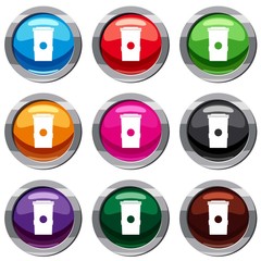 Trash can set icon isolated on white. 9 icon collection vector illustration