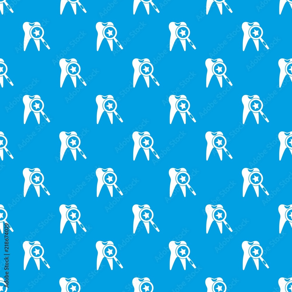 Poster tooth with magnifying glass pattern repeat seamless in blue color for any design. vector geometric i