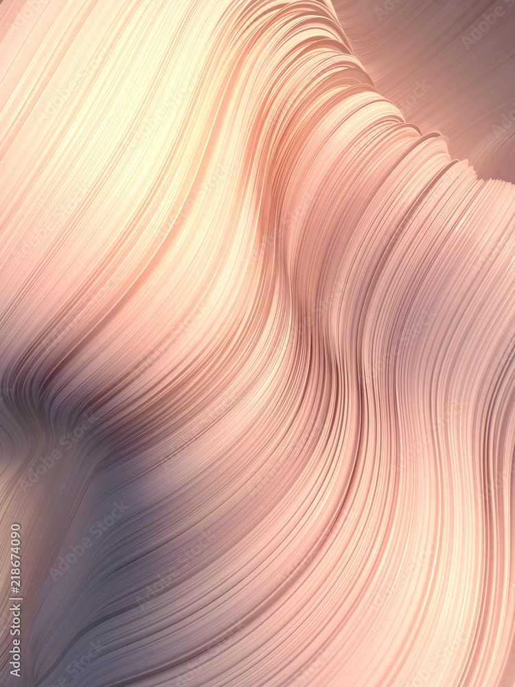 Aufkleber Twisted shape. Computer generated abstract geometric 3D render illustration