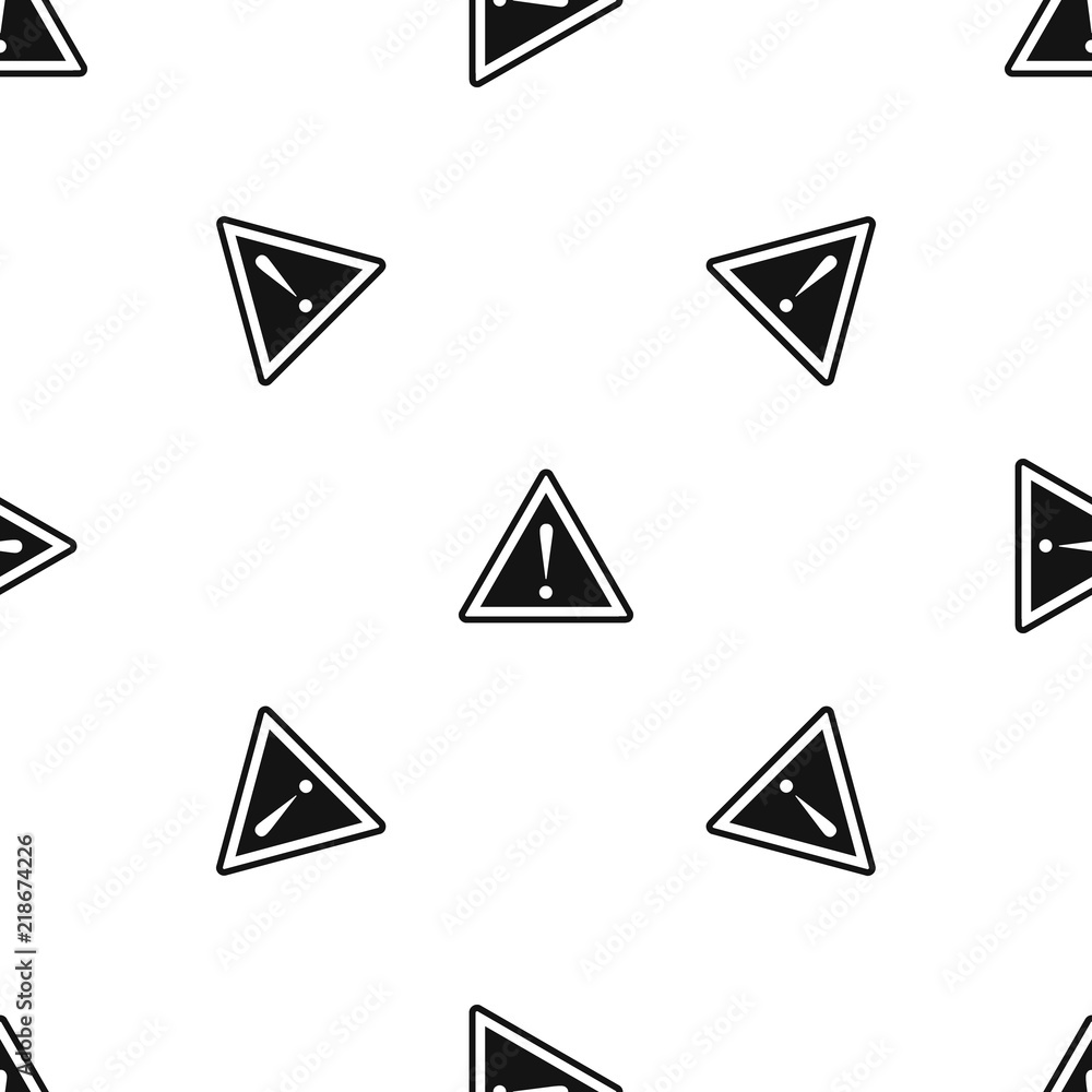 Poster hazard warning attention sign with exclamation mark pattern repeat seamless in black color for any d