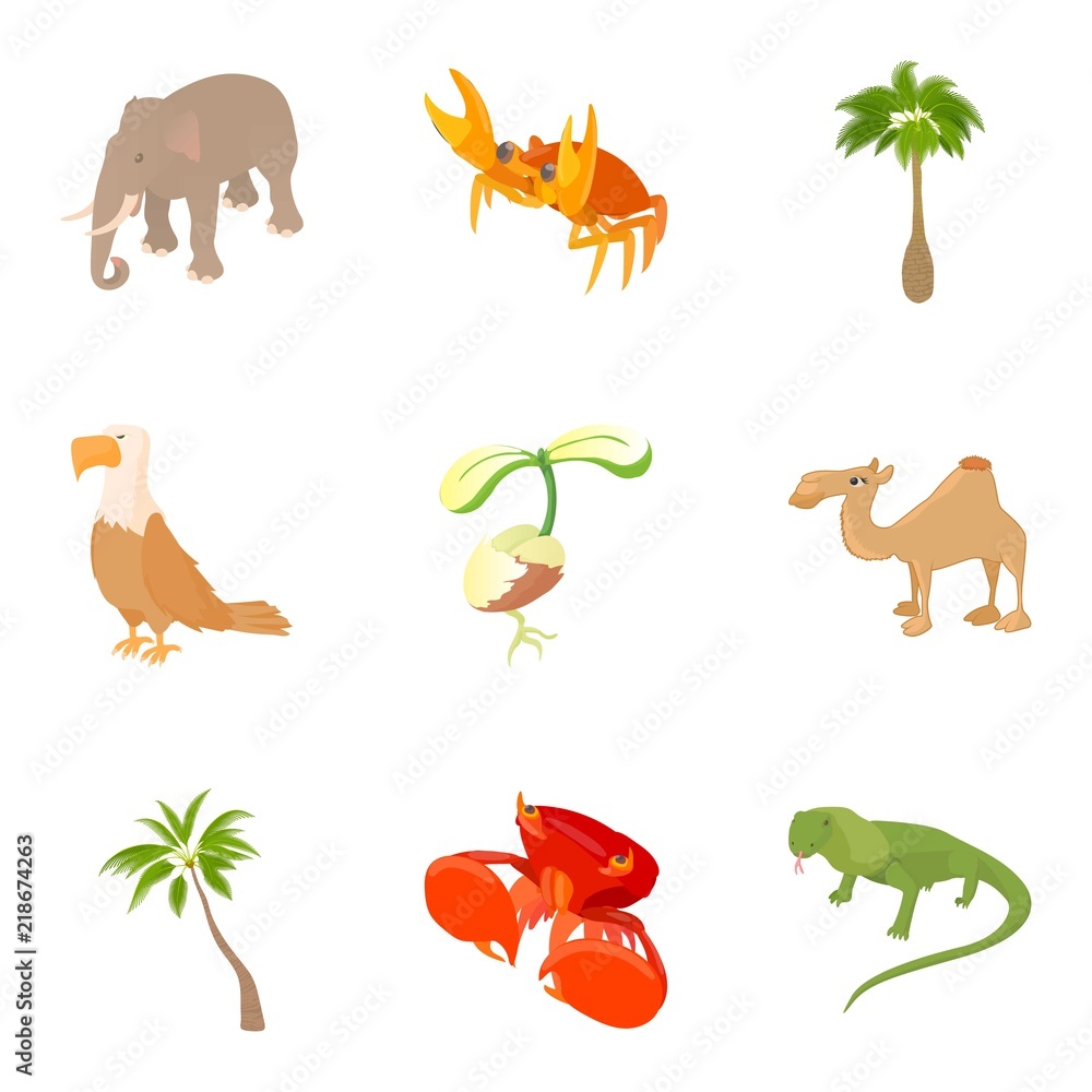 Poster animality icons set. cartoon set of 9 animality vector icons for web isolated on white background