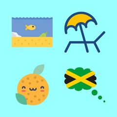 4 tropical icons set