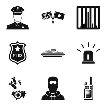 Security service icons set. Simple set of 9 security service vector icons for web isolated on white background