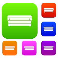 Coffin set icon in different colors isolated vector illustration. Premium collection