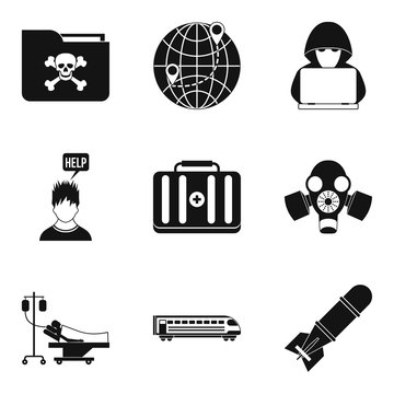 Gunman icons set. Simple set of 9 gunman vector icons for web isolated on white background
