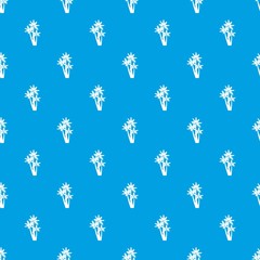Three tropical palm trees pattern repeat seamless in blue color for any design. Vector geometric illustration
