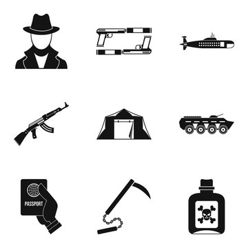 Delinquent icons set. Simple set of 9 delinquent vector icons for web isolated on white background