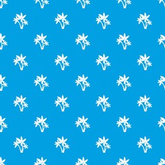 Three palm trees pattern repeat seamless in blue color for any design. Vector geometric illustration