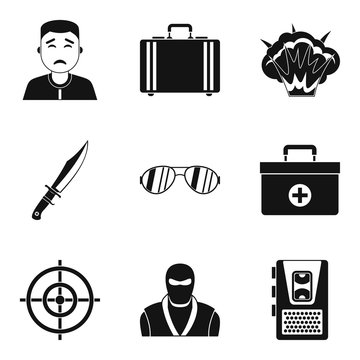 Culprit icons set. Simple set of 9 culprit vector icons for web isolated on white background