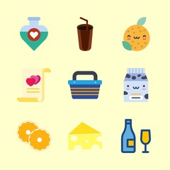 drink icons set. eating, fruit, pharmacy and wave graphic works