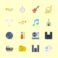 music icons set. control, standing, symbol and lp graphic works