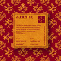 Asian poster with seamless pattern swatch. Kabuki. Japanese doodles. Kimono. Oriental ornament. Chinese sketch. Fashion. China. Japan. Singapore. Korea. Vietnam. Fabric design.