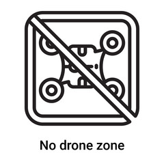 No drone zone icon vector isolated on white background, No drone zone sign , line or linear symbol and sign design in outline style