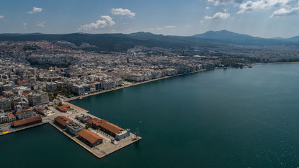 Fototapeta na wymiar Aerial view of Thessaloniki on a sunny day. 