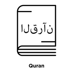 Quran icon vector isolated on white background, Quran sign , thin line design elements in outline style