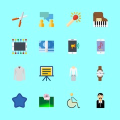 man vector icons set. piano, pruners, smartphone and favorite in this set