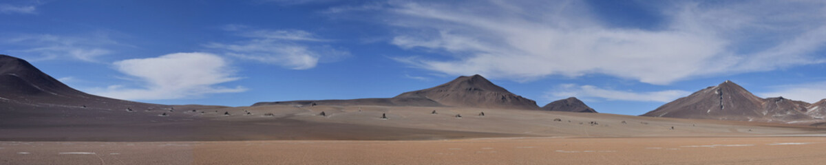 Rock formations and volcanic landscapes of the Salvador Dali Desert, Reserva Eduardo Avaroa, Sud...