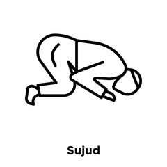 Sujud icon vector isolated on white background, Sujud sign , thin line design elements in outline style