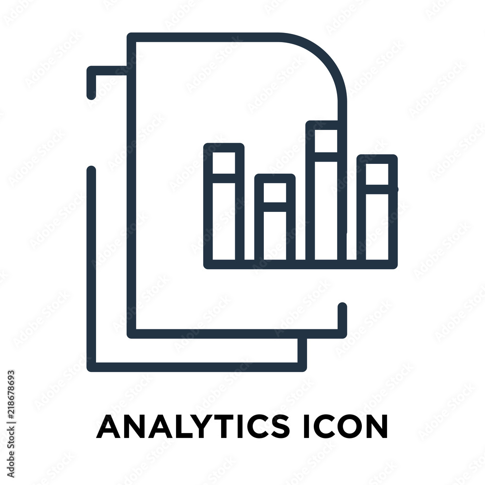 Poster analytics icon vector isolated on white background, analytics sign , line symbol or linear element d
