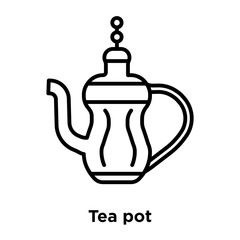 Tea pot icon vector isolated on white background, Tea pot sign , thin line design elements in outline style