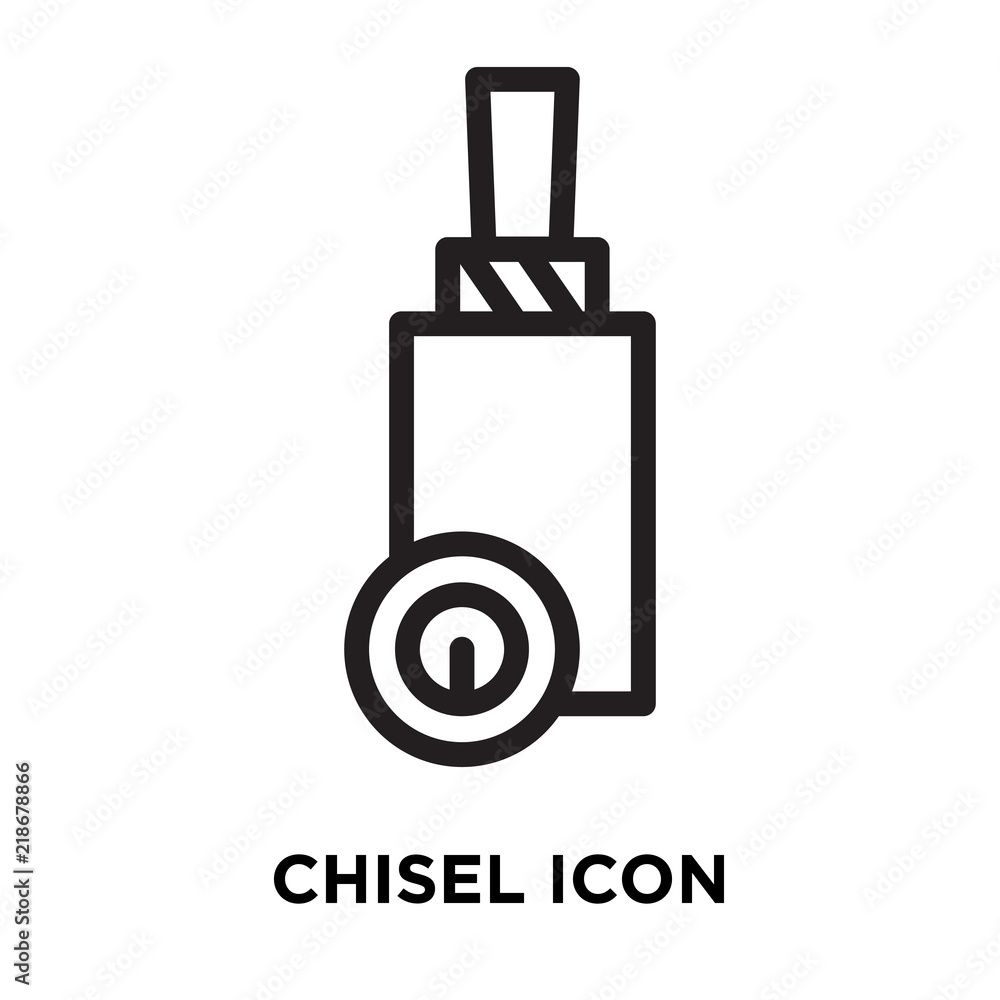 Poster Chisel icon vector isolated on white background, Chisel sign , line symbol or linear element design in outline style