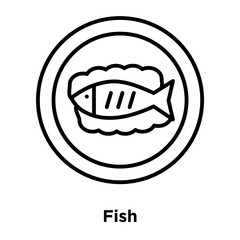 Fish icon vector isolated on white background, Fish sign , thin line design elements in outline style