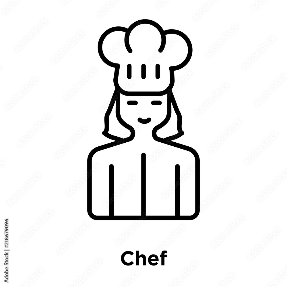 Poster chef icon vector isolated on white background, chef sign , thin line design elements in outline styl