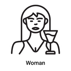 Woman icon vector isolated on white background, Woman sign , line or linear symbol and sign design in outline style