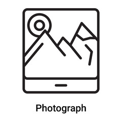 Photograph icon vector isolated on white background, Photograph sign , line or linear symbol and sign design in outline style