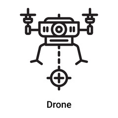 Drone icon vector isolated on white background, Drone sign , line or linear symbol and sign design in outline style