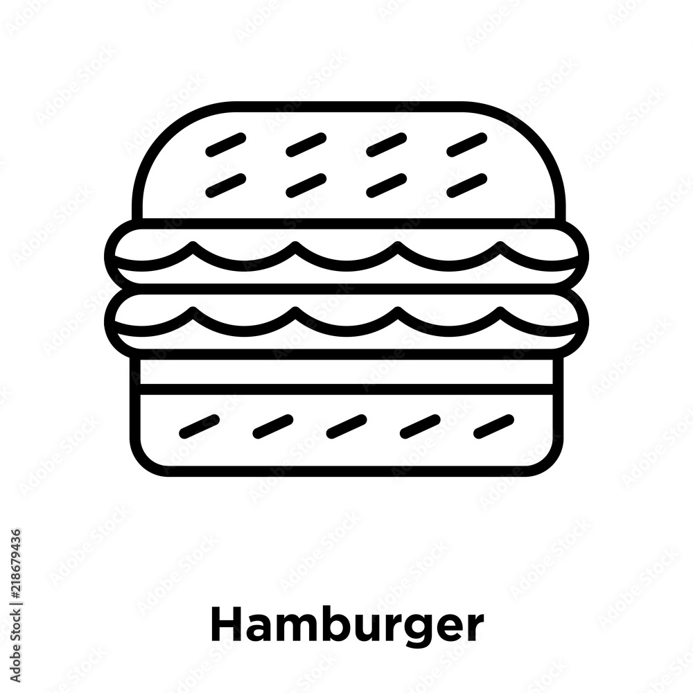 Poster Hamburger icon vector isolated on white background, Hamburger sign , thin line design elements in outline style