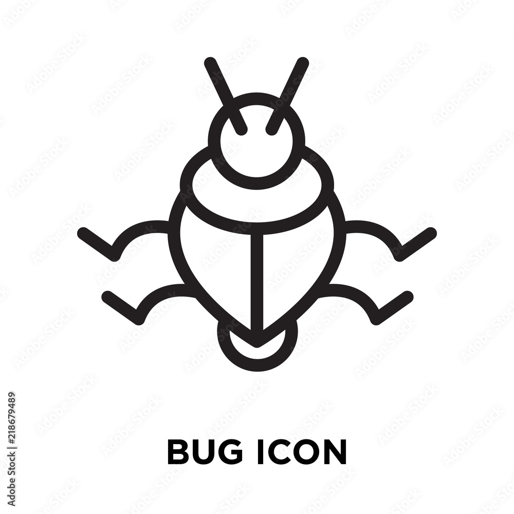 Poster bug icon vector isolated on white background, bug sign , line symbol or linear element design in out