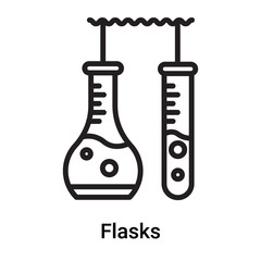 Flasks icon vector isolated on white background, Flasks sign , line or linear symbol and sign design in outline style