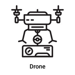 Drone icon vector isolated on white background, Drone sign , line or linear symbol and sign design in outline style