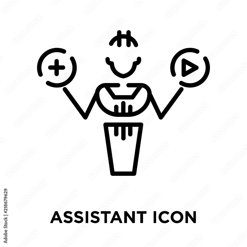 Poster assistant icon vector isolated on white background, assistant sign , line symbol or linear element d