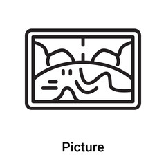 Picture icon vector isolated on white background, Picture sign , line or linear symbol and sign design in outline style