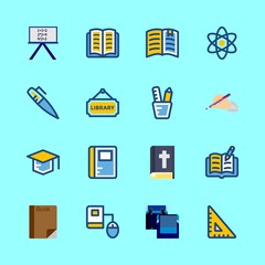 school icons set. monitor, nature, lesson and youth graphic works