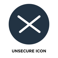 Unsecure icon vector isolated on white background, Unsecure sign