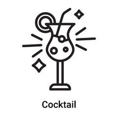 Cocktail icon vector isolated on white background, Cocktail sign , line or linear symbol and sign design in outline style