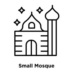 Small Mosque icon vector isolated on white background, Small Mosque sign , thin line design elements in outline style
