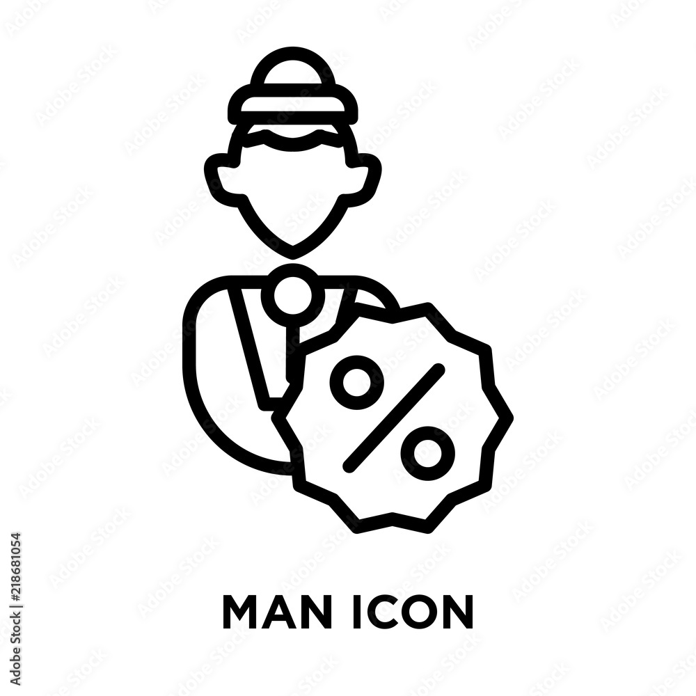 Poster man icon vector isolated on white background, man sign , line symbol or linear element design in out