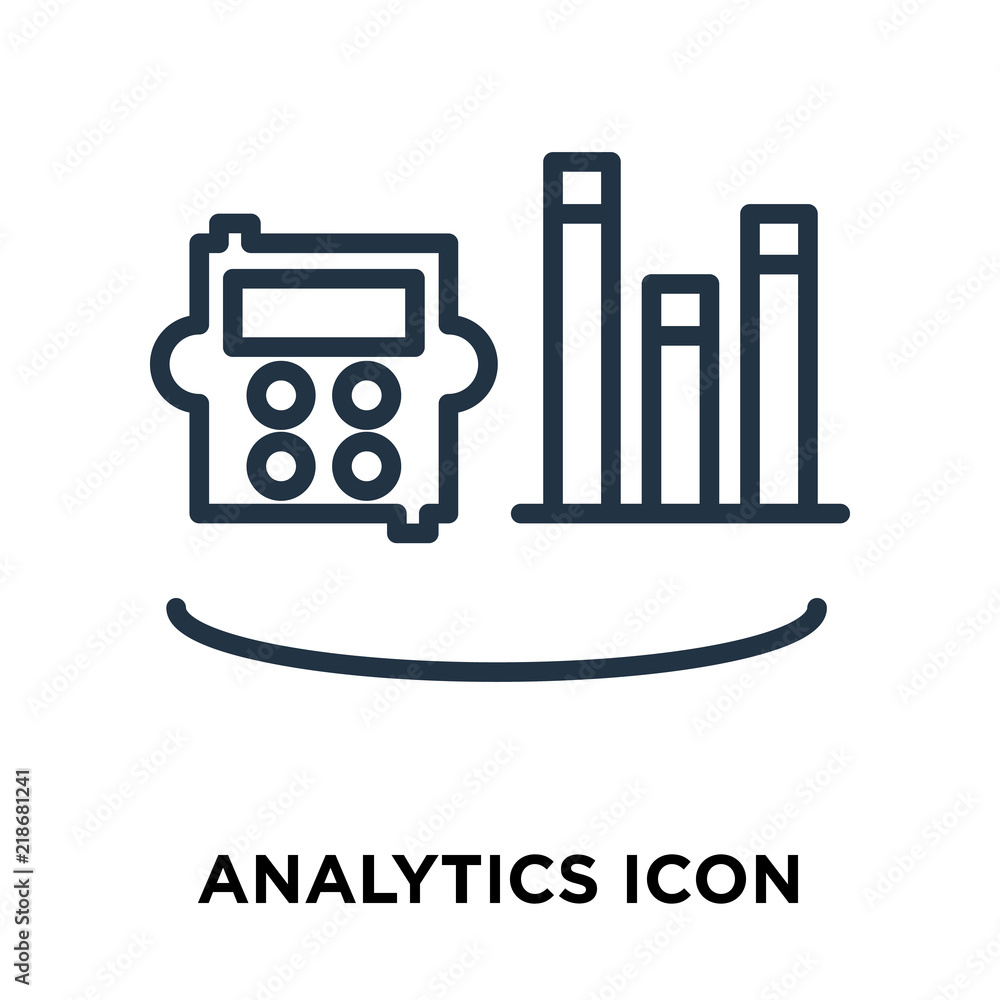 Poster analytics icon vector isolated on white background, analytics sign , line symbol or linear element d