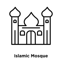Islamic Mosque icon vector isolated on white background, Islamic Mosque sign , thin line design elements in outline style
