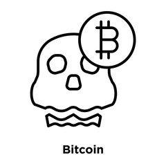 Bitcoin icon vector isolated on white background, Bitcoin sign , thin line design elements in outline style