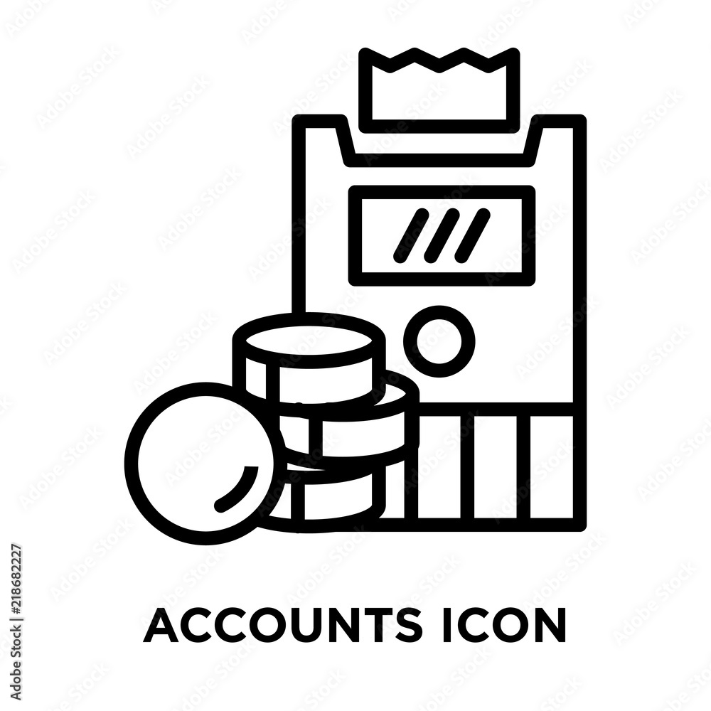 Poster accounts icon vector isolated on white background, accounts sign , line symbol or linear element des